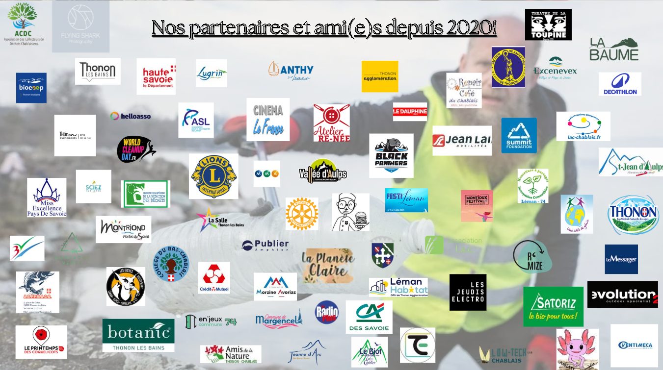 Mur des logos des partenaires et ami(e)s de l’association depuis 2020